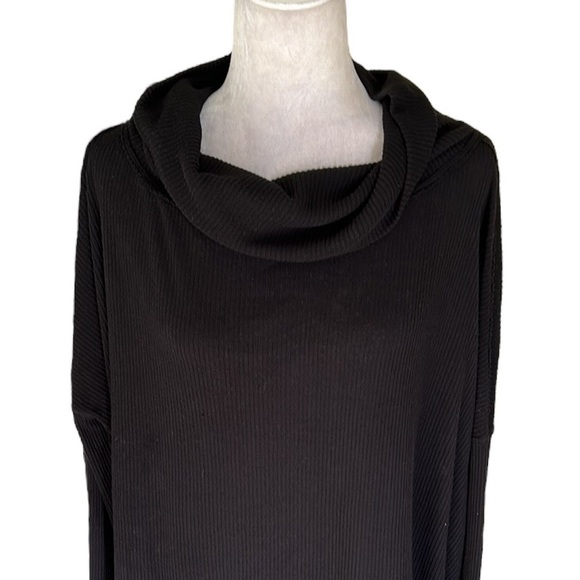 Free People Juicy Long Sleeve Black Ribbed Split Back Cowl Neck Top - M - Picture 7 of 16